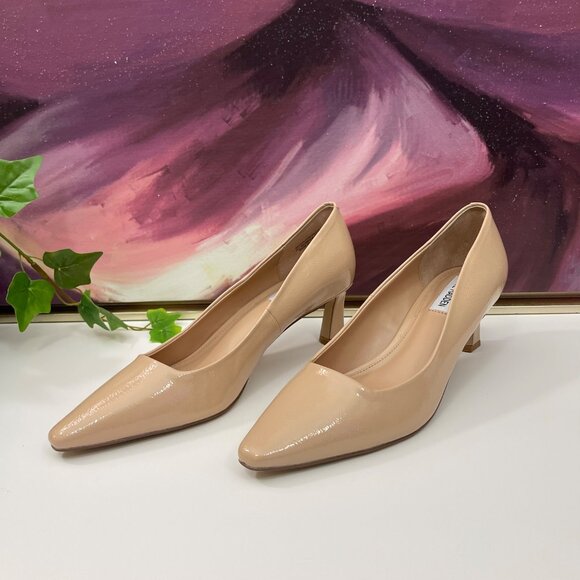 New Steve Madden Womens Pointed Toe Kitten Heel Pumps in Blush Patent 9 - Picture 5 of 13